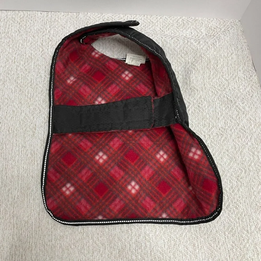 Top Paw Dog M Black Reflective Coat with Red Plaid Lining Waterproof